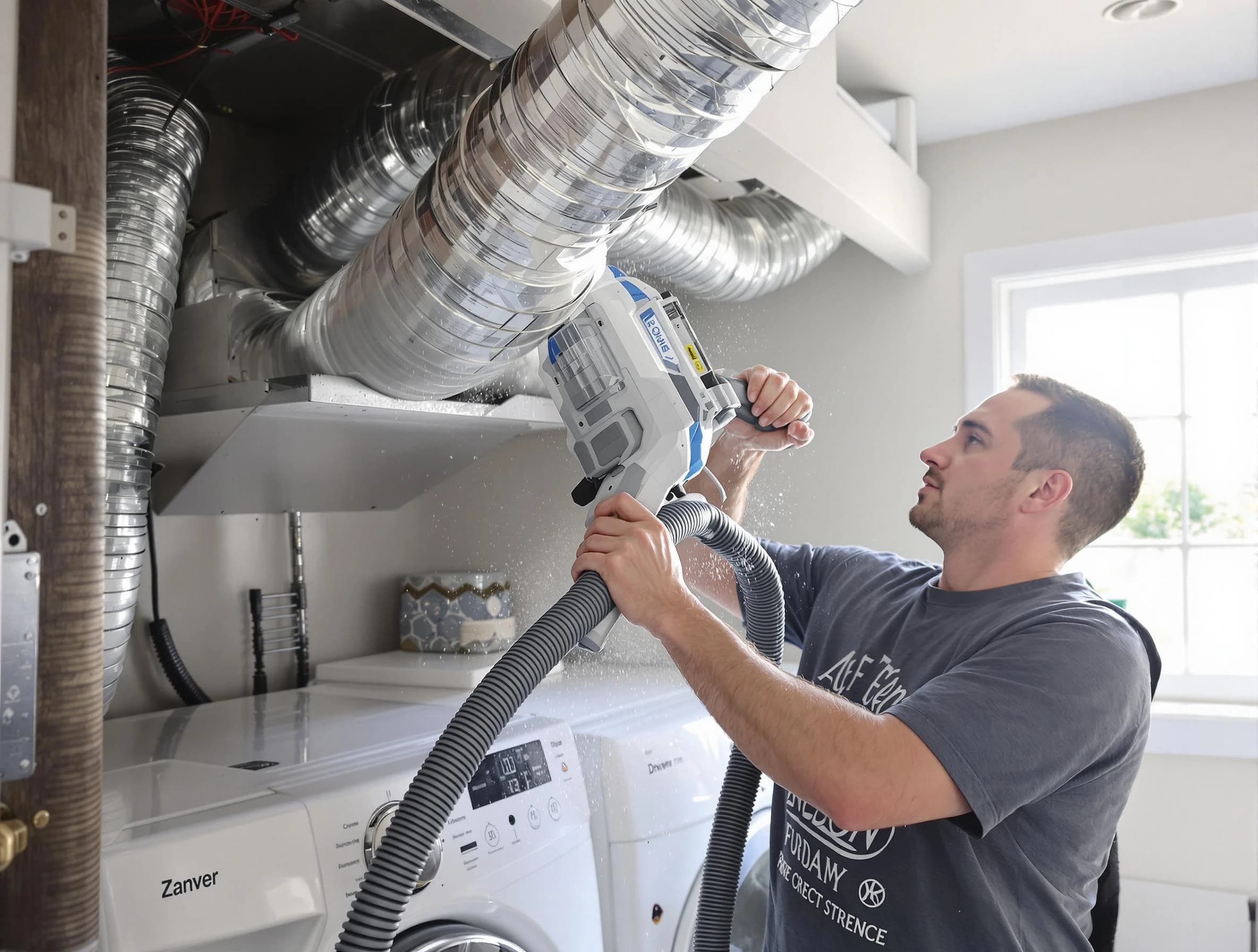 Forest Hills Dryer Vent Cleaning specialist cleaning deep within a dryer vent duct system in Forest Hills