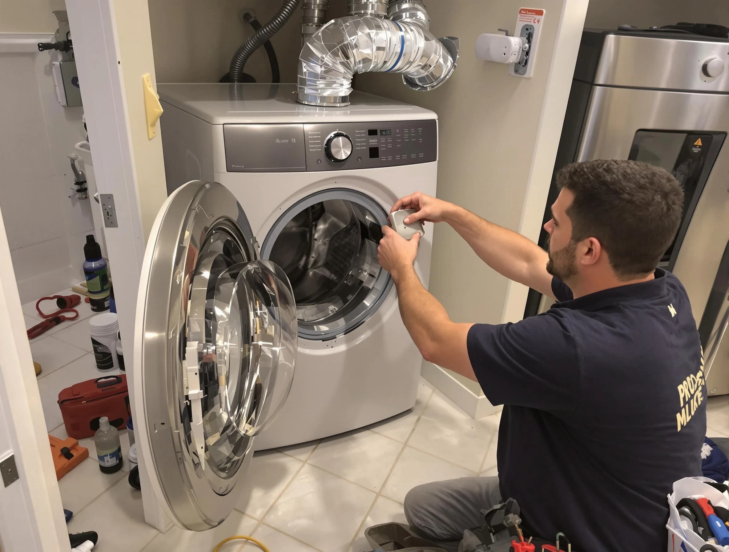 Forest Hills Dryer Vent Cleaning technician performing precise dryer vent hose installation in Forest Hills